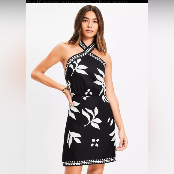 Petite fern linen blend mini halter dress - Picture 1 of 2